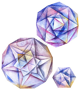 水彩钻石晶体水晶宝石边缘石头绘画锆石石英玻璃反射珠宝背景图片