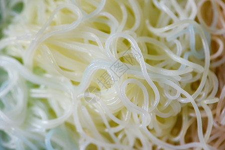 泰国大米面背景 特写泰国食物杂麦片篮子椰子饮食盘子烹饪蔬菜午餐奶油面条桌子背景图片