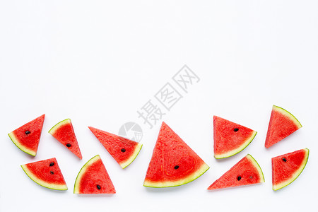 白色背景的西瓜片被隔离在白底异国果汁水果玻璃饮料乡村甜点营养薄荷甜瓜背景图片