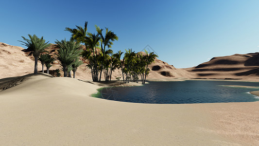 3d 开垦  沙漠中的绿洲计算机热浪绿色图像形状绘图渲染插图绘画3d背景图片