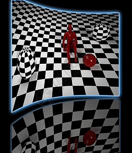 格棋艺术组成身体黑色红色辉光检查器白色反射插图背景图片