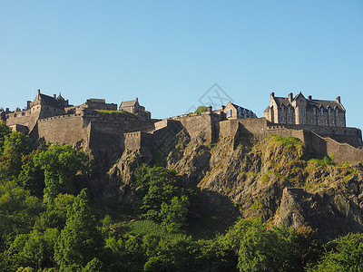 苏格兰爱丁堡城堡建筑学景观堡垒城市地标建筑背景图片