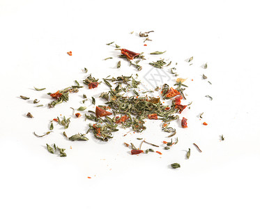 白色的干草药调味品胡椒百里香绿色香菜产品食物红色香料背景图片