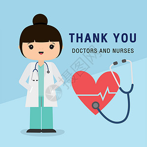 谢谢医生和护士与冠状病毒卡通人物作斗争插图裙子诊所流感药店技术疾病情况女性衬衫插画