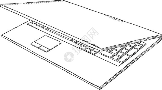 可移植性黑色和白色的素描风格笔记本电脑设计图片