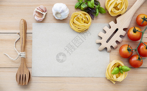 意大利食品概念和菜单设计 家用料料材料餐厅食谱背景食物蔬菜造型面条烹饪厨房香蒜背景