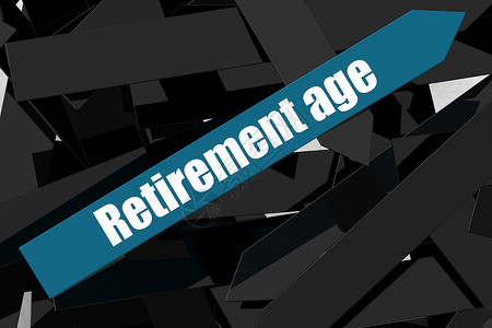 蓝箭上的退休年龄字词背景图片