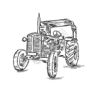 农用拖拉机车辆草图-矢量图解背景图片