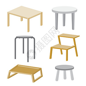 一套木桌和家具风格的孤立对象向量卧室组织木头建筑学椅子档案公司金属工作橱柜背景图片