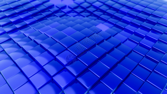 多边形网格由立方体制成的简约波浪图案 抽象蓝色立方波浪表面未来派背景  3d 渲染图坡度墙纸多边形横幅过渡波纹几何学科学网格曲线背景