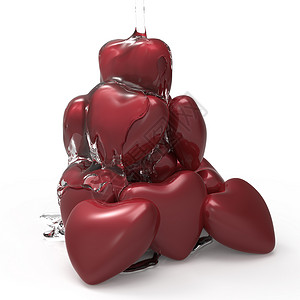 心与糖浆 3d 上惠特红色苏打白色工作室背景图片