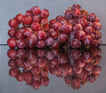 灰色背景的葡萄树上的红葡萄背景图片