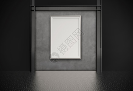 构图墙上的空现代风格框架作为概念帆布房间横幅文件夹博览会安装展示绘画大厅工作室背景图片