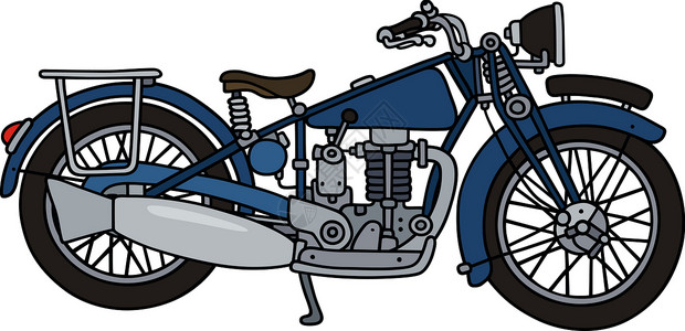复古蓝色摩托车自行车卡通片发动机摩托车辆背景图片