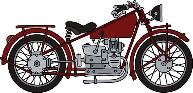 复古红色摩托车自行车摩托发动机卡通片车辆背景图片