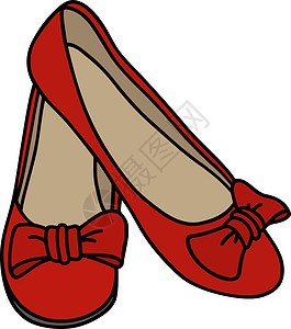 红色女鞋红色低帮女鞋插画