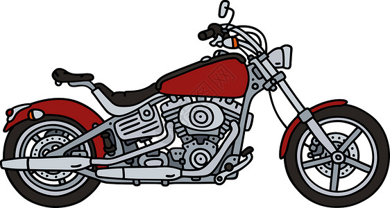 红色重型摩托车自行车插图引擎卡通片车辆菜刀旅行运动合金发动机背景图片