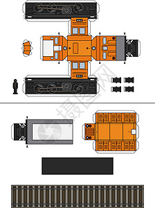 老式内燃机车的纸模型插画