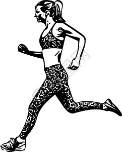 肌肉素材图正在运行的女人剪影图健身房竞赛运动员速度训练运动绘画女性墨水身体设计图片