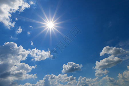 蓝天空 有云和太阳天堂晴天蓝色多云云景风景环境阳光气候天气背景图片