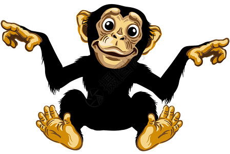 微笑的卡通黑猩猩背景图片