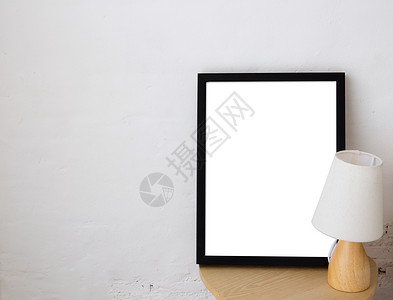 空黑色框架 有灯光文字位置的黑框桌子工业房间海报背景图片