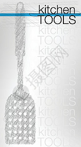厨房工具食物塑料晚餐厨师勺子海报餐厅餐具金属绘画背景图片
