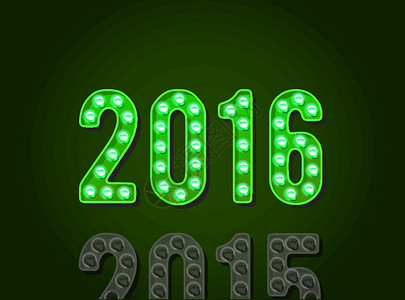 新年标题2016 赌场或百老汇标志风格灯泡数字或数字招牌艺术海报标题时间剧院电影大小木板展示设计图片