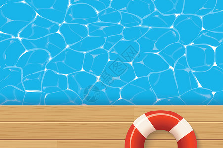 绿松石的游泳池红色泳池环和游泳池 夏季背景插画