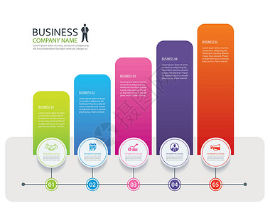 图表 5 选项卡设计矢量和营销模板业务背景图片