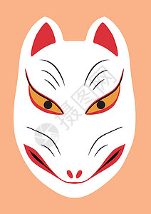 日本狐狸面具插画脸高清图片素材