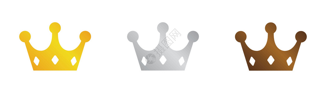 矢量皇冠图标集三种颜色金子公主徽章销售量女王王国王子珠宝载体权威背景图片