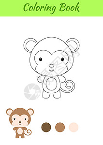 着色页快乐的小猴子 孩子们的图画书设计图片