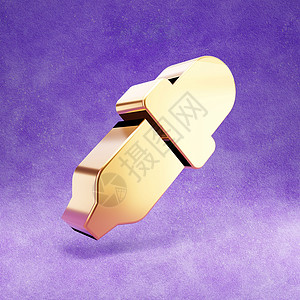 吸管图标 紫色天鹅绒背景上孤立的金色光泽吸管符号背景图片
