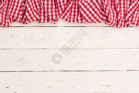 白色木桌面背景纹理与质朴的红色桌布家庭框架烹饪厨房食物菜单食谱餐厅桌子木头背景
