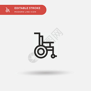 轮椅简易矢量图标 说明符号设计图示病人药品医院扶手椅残障车轮椅子按钮警告男人背景图片