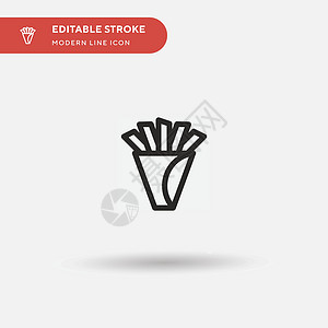 炒饼设计素材Fries 简单矢量图标 说明符号设计临时盒子插图菜单薯条餐厅芯片饮食小吃土豆饮料插画