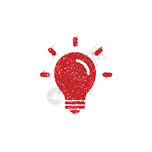 红色灯泡橡皮邮票图标(供学校教师使用)/灯泡插画