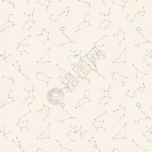 星座线条Zodiac星座无缝无缝模式设计插画