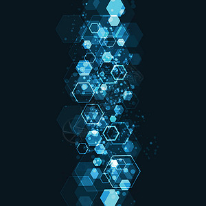 未来六边形抽象发光背景 摘要艺术设计电脑蓝色高科技网络运动互联网横幅技术插图背景图片