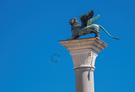 意大利威尼斯圣马克广场的古老翼狮 意大利威尼斯高清图片