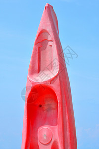菲律宾巴丹加斯的康娱乐皮艇红色海滩座位皮艇闲暇娱乐运输背景图片