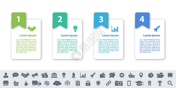 4折标签具有4个步骤的制图设计业务概念顺序数据横幅网站按钮金融里程碑标签统计网络设计图片