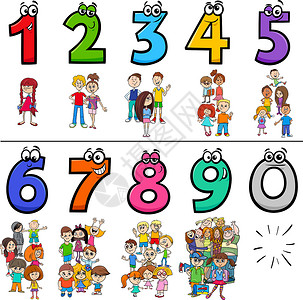 幼儿园算术与儿童一起收集教育卡通数量的儿童人数设计图片