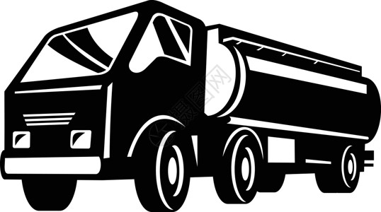 油罐车加油车或油罐车低角度复古黑白高清图片