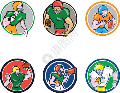 球类MBE图标美国足球球员圈卡通收藏集集集设计图片