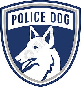 警察警犬盾牌马斯科特插画