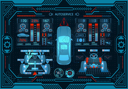 汽车服务 GUI 诊断性铲平轮 检查弹簧 车辆参数 插图背景图片
