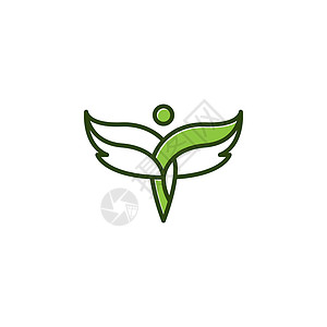 翅膀 LOGO有机保健摘要叶子机翼Man Logo模版插画