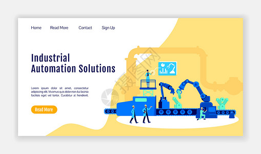 手术方案工业自动化解决方案 着陆页面平板彩色向量模版插画